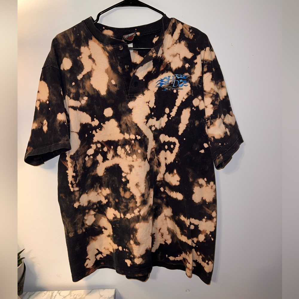 Bleached  Harley Davidson Tshirt Sz L